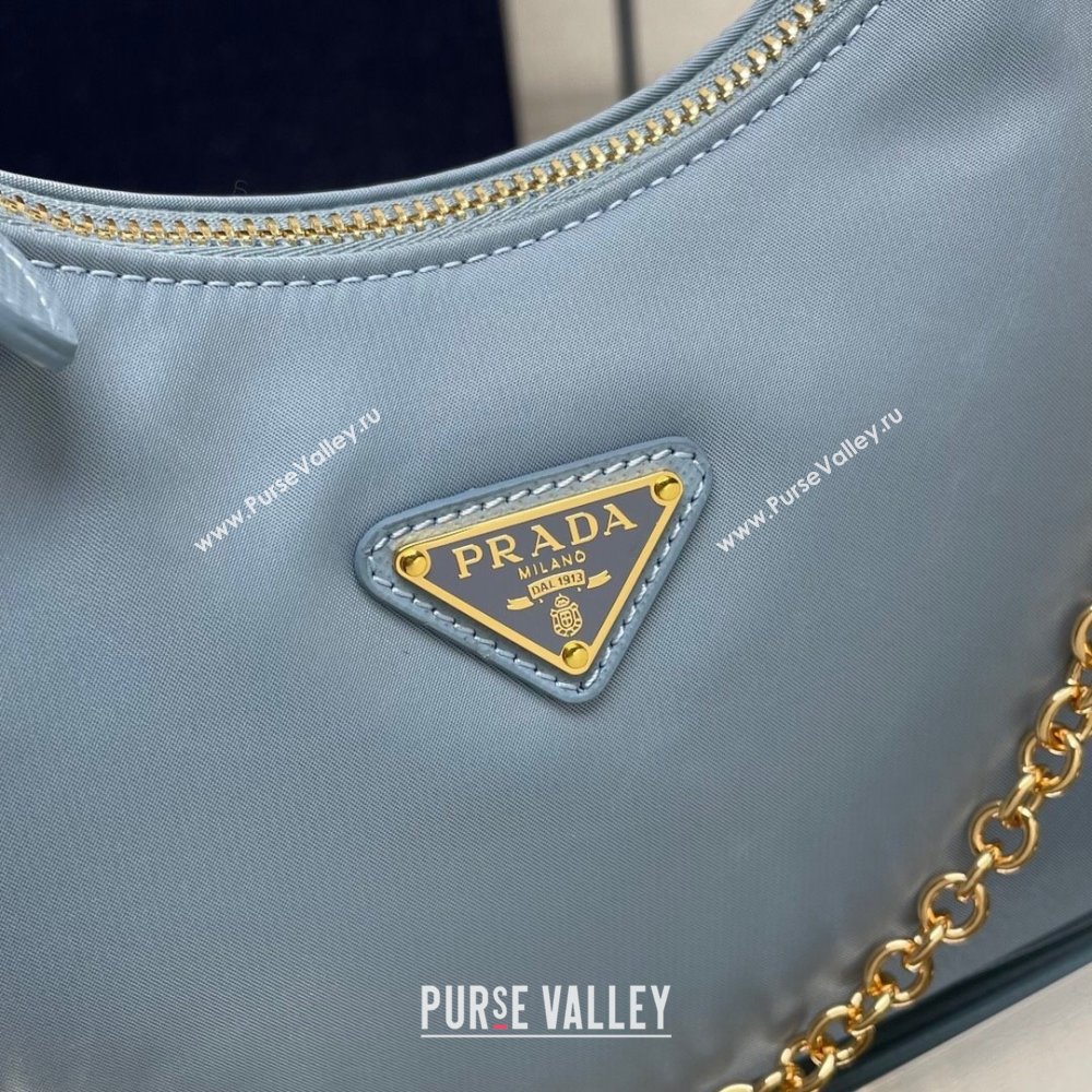 Prada Re-Edition 2005 Re-Nylon Hobo Bag 1BH204 Sky Blue/Gold 2024 (ziyin-24022825)