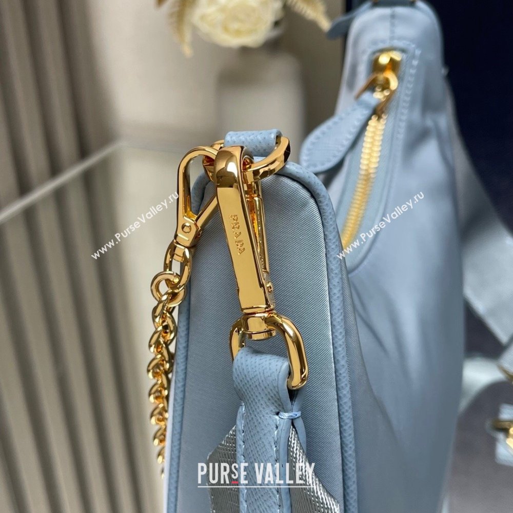 Prada Re-Edition 2005 Re-Nylon Hobo Bag 1BH204 Sky Blue/Gold 2024 (ziyin-24022825)