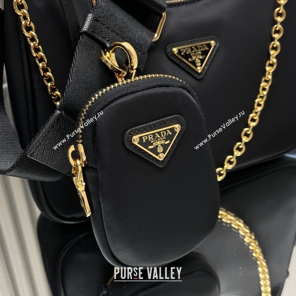 Prada Re-Edition 2005 Re-Nylon Hobo Bag 1BH204 Black/Gold 2024 (ziyin-24022821)