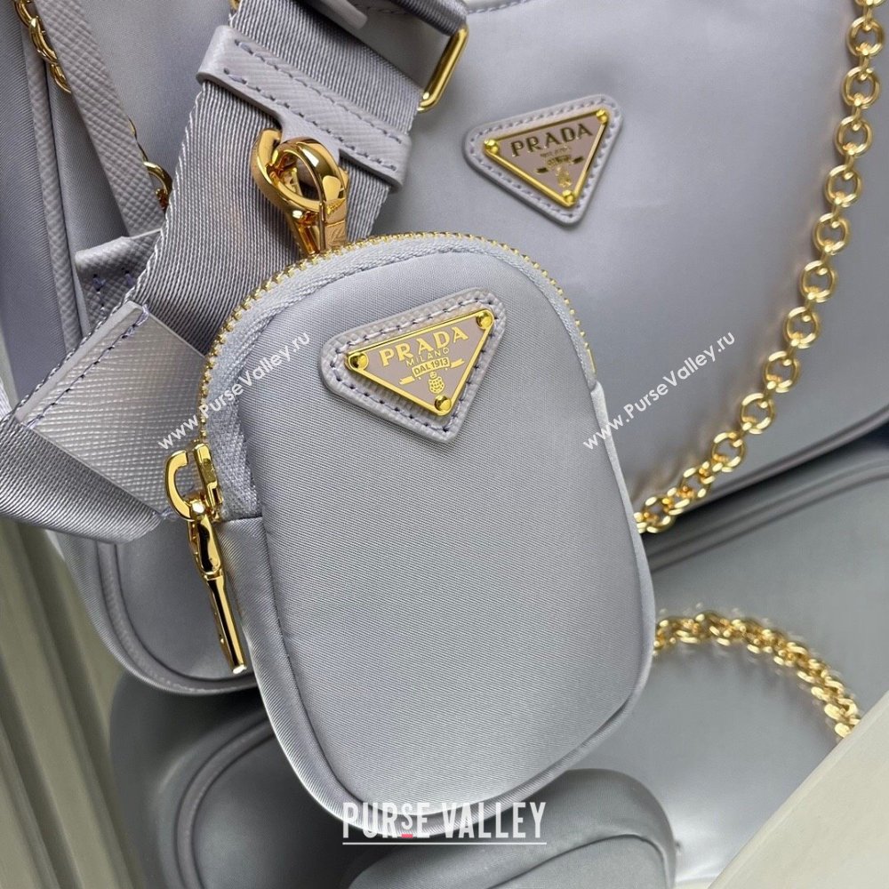 Prada Re-Edition 2005 Re-Nylon Hobo Bag 1BH204 Pale Purple/Gold 2024 (ziyin-24022824)