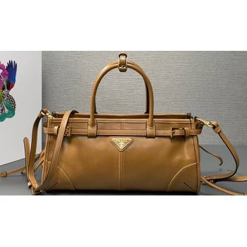 Prada Medium leather handbag with Short Handle 1BA426 Brown 2024 (ziyin-24022858)