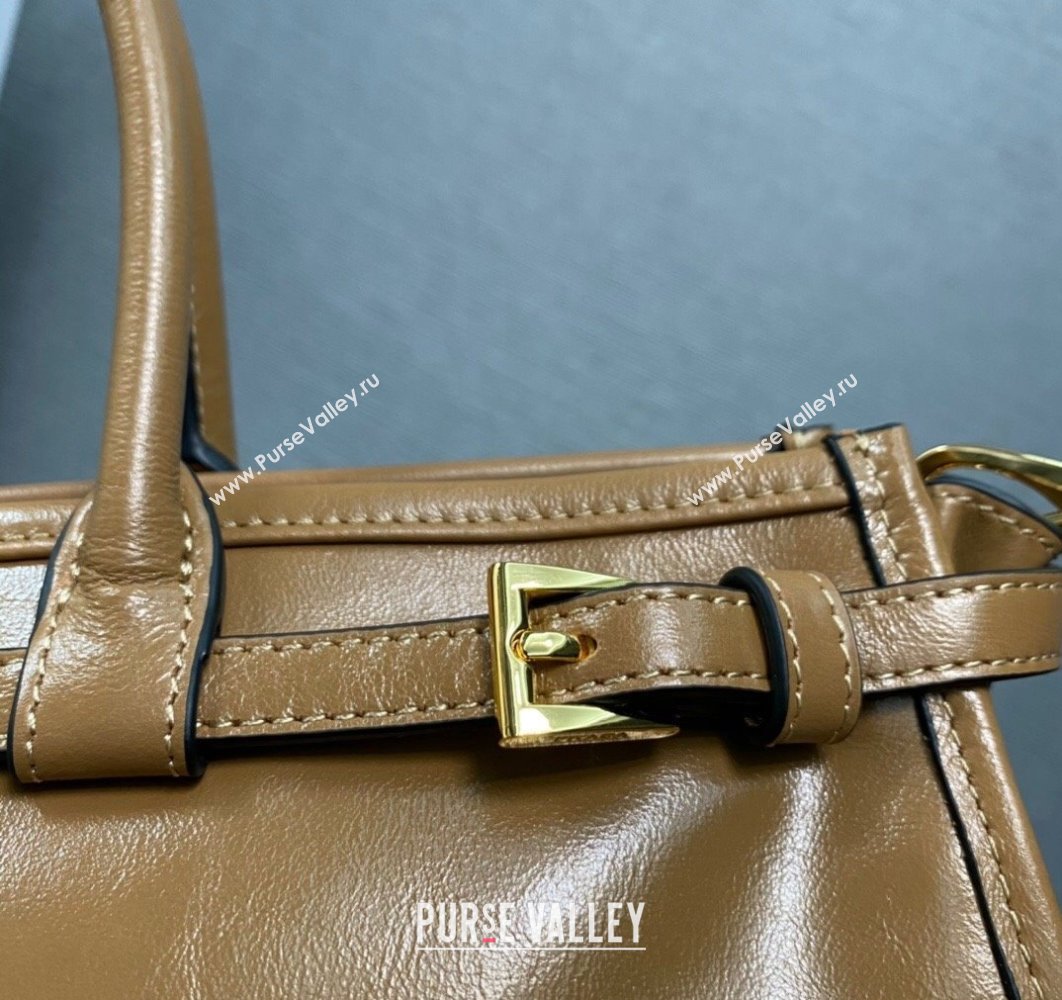 Prada Medium leather handbag with Short Handle 1BA426 Brown 2024 (ziyin-24022858)