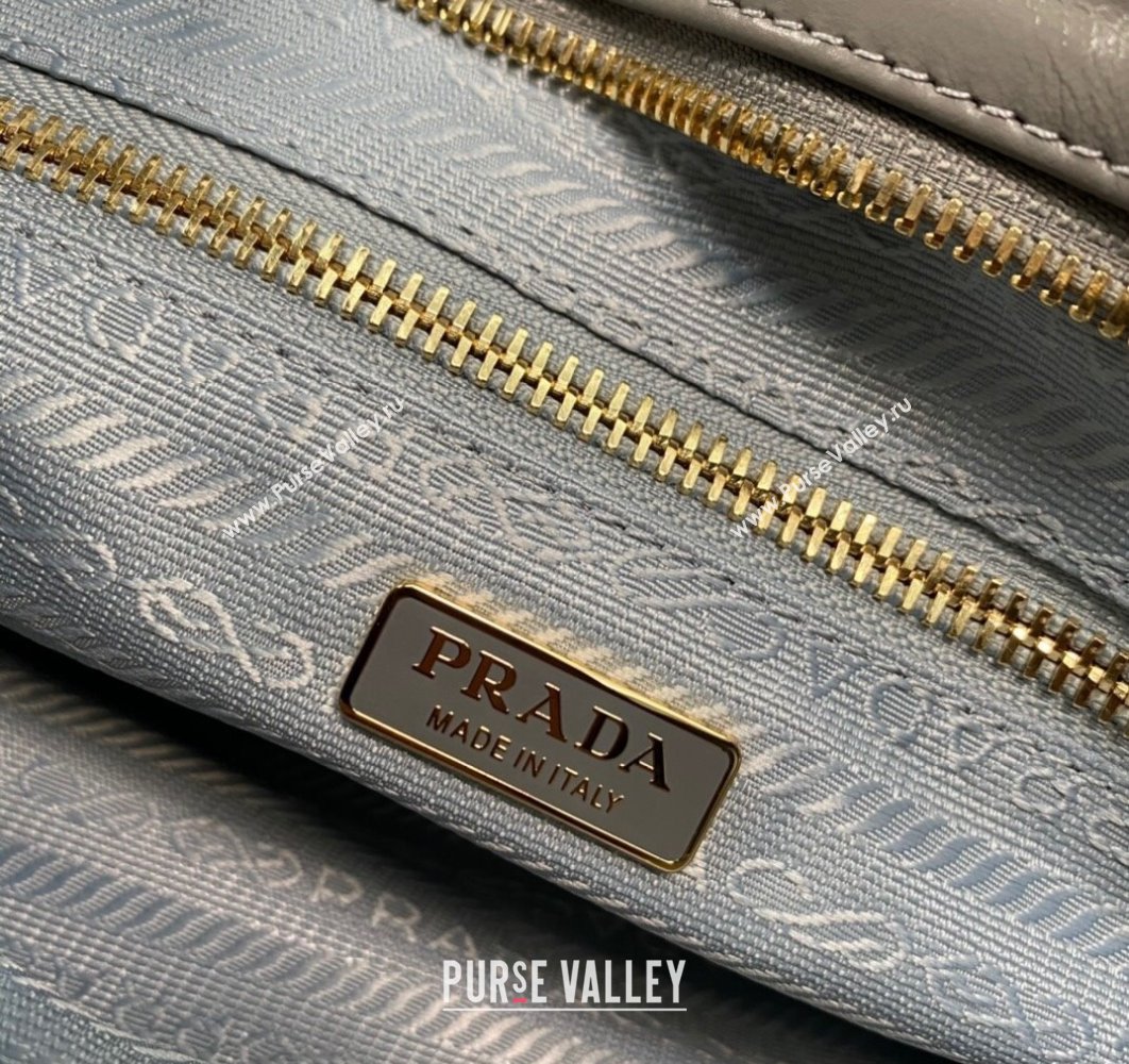 Prada Medium leather handbag with Short Handle 1BA426 Gray 2024 (ziyin-24022857)