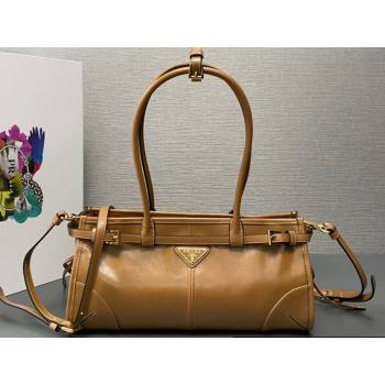 Prada Medium leather handbag with Long Handle 1BA426 Brown 2024 (ziyin-24022861)