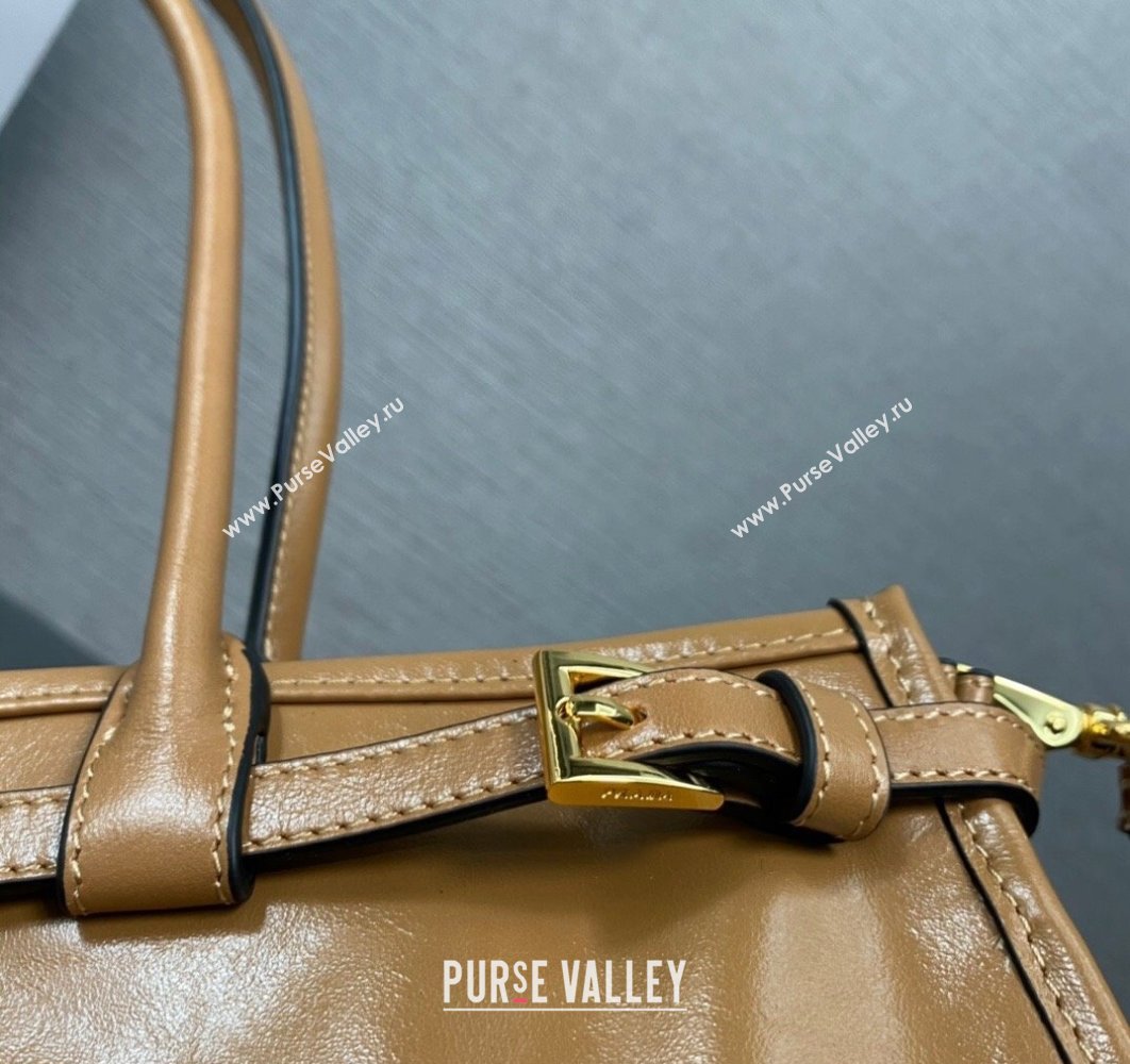 Prada Medium leather handbag with Long Handle 1BA426 Brown 2024 (ziyin-24022861)