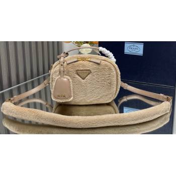 Prada Odette shearling mini-bag 1BH208 Beige 2024 (ziyin-24022712)