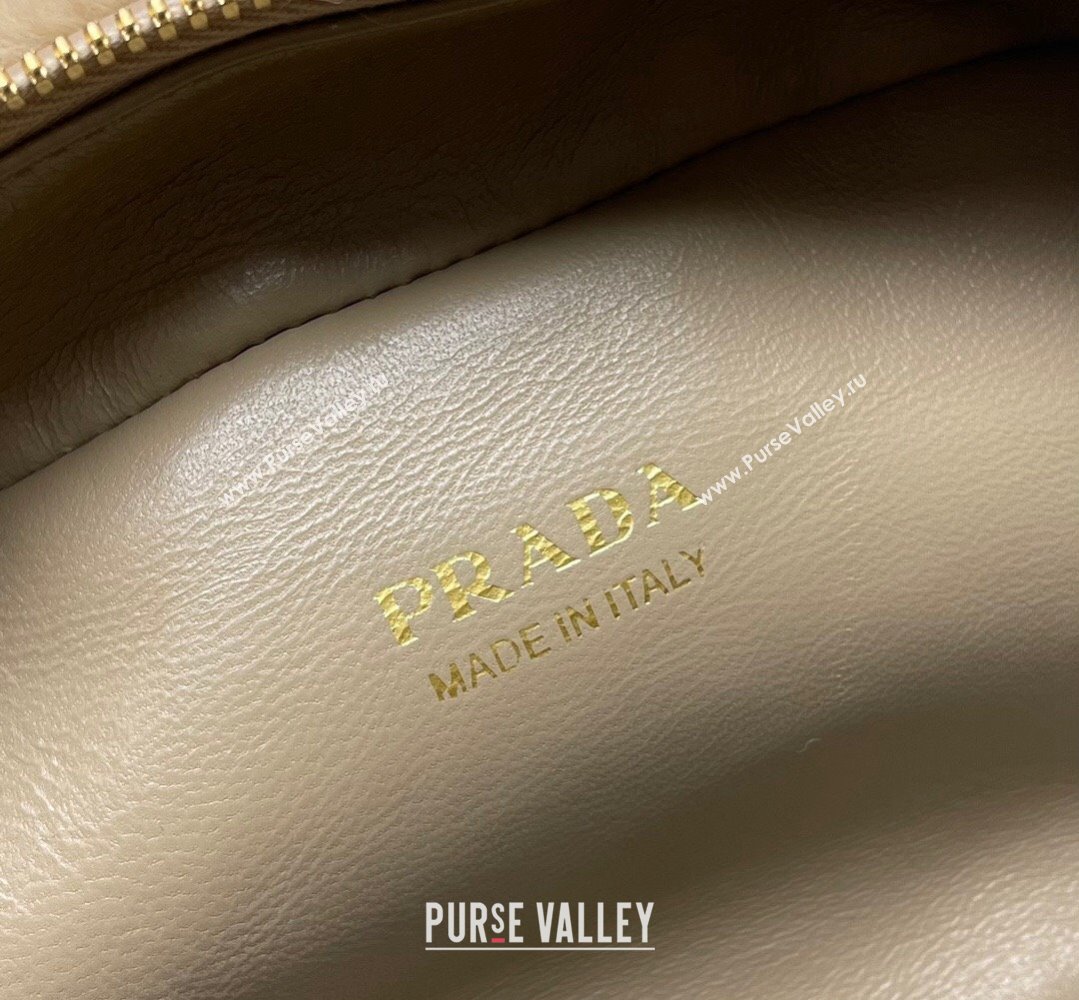 Prada Odette shearling mini-bag 1BH208 Beige 2024 (ziyin-24022712)