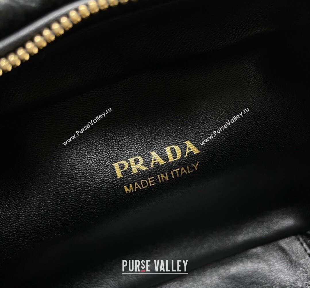 Prada Odette shearling mini-bag 1BH208 Black 2024 (ziyin-24022711)