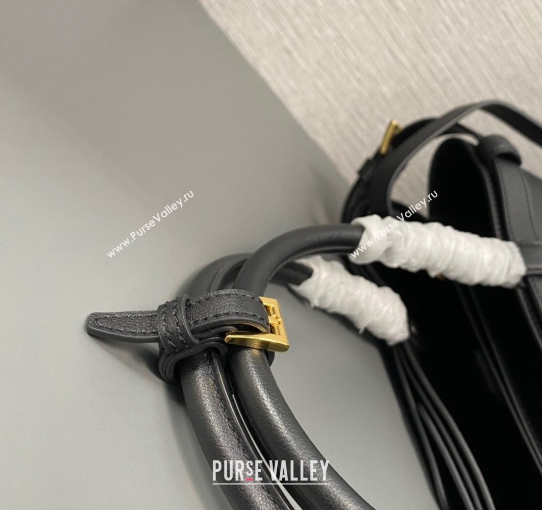 Prada Buckle medium leather handbag with double belt 1BA417 Black 2024 (ziyin-24022850)