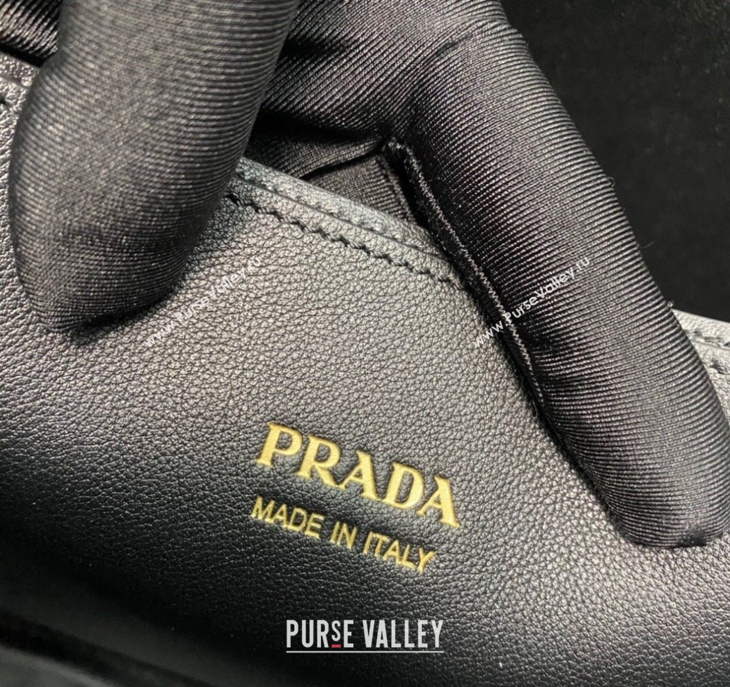 Prada Buckle medium leather handbag with double belt 1BA417 Black 2024 (ziyin-24022850)