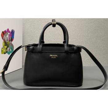 Prada Buckle small leather handbag with double belt 1BA418 Black 2024 (ziyin-24022853)