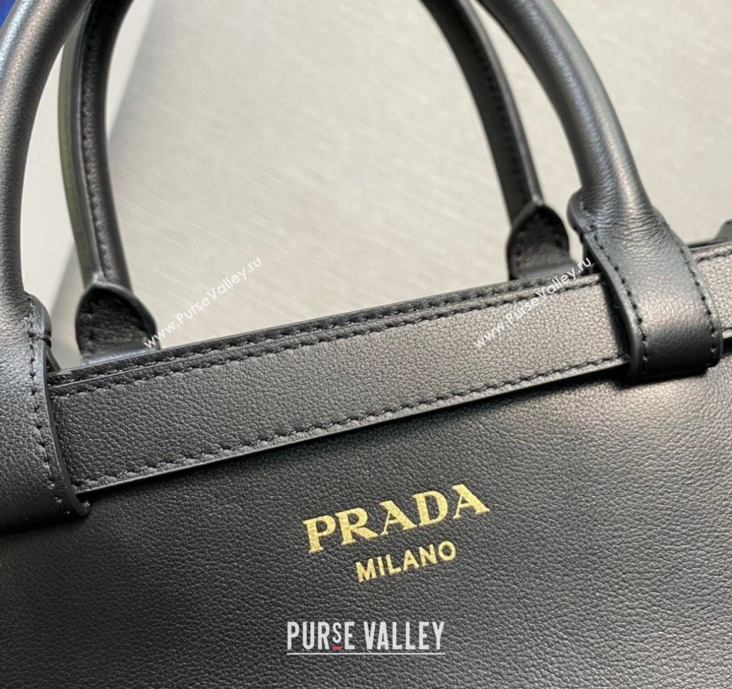 Prada Buckle small leather handbag with double belt 1BA418 Black 2024 (ziyin-24022853)