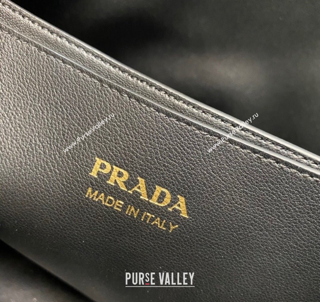 Prada Buckle small leather handbag with double belt 1BA418 Black 2024 (ziyin-24022853)