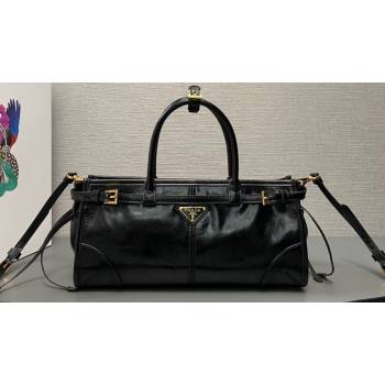 Prada Medium leather handbag with Short Handle 1BA426 Black 2024 (ziyin-24022856)