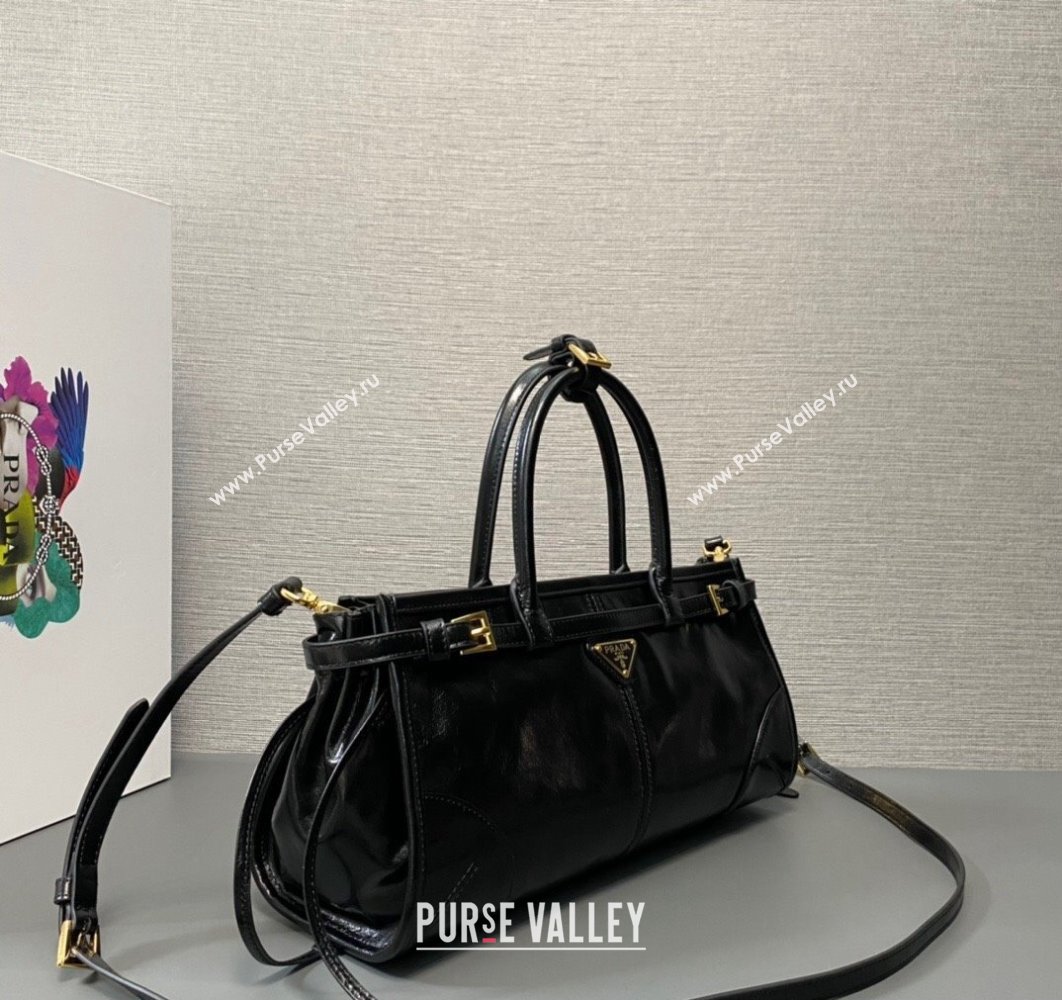 Prada Medium leather handbag with Short Handle 1BA426 Black 2024 (ziyin-24022856)