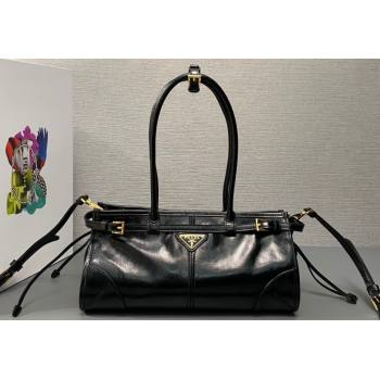 Prada Medium leather handbag with Long Handle 1BA426 Black 2024 (ziyin-24022859)