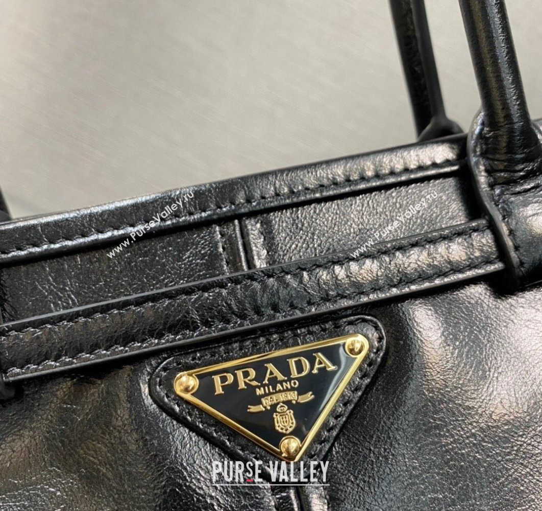 Prada Medium leather handbag with Long Handle 1BA426 Black 2024 (ziyin-24022859)