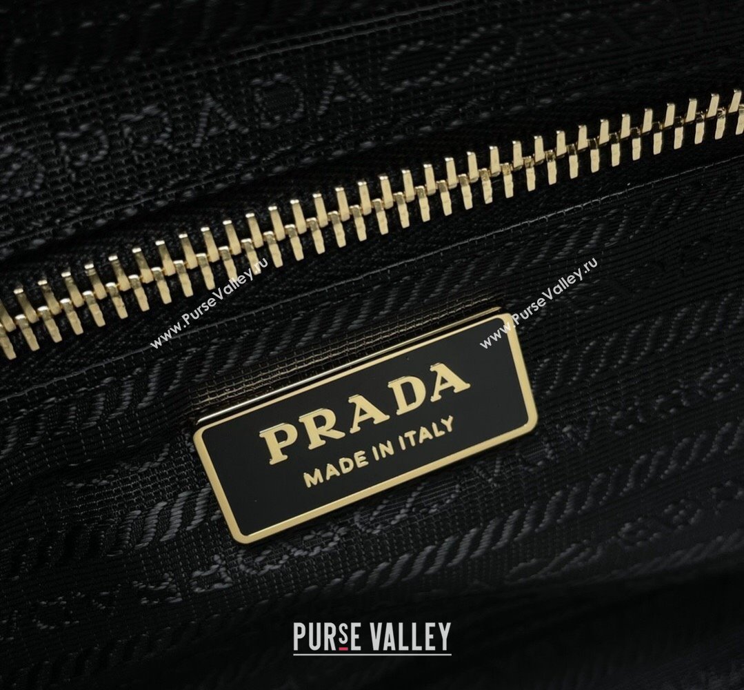 Prada Re-Nylon and Patent Leather Hobo Bag 1BC214 Black 2024 (ziyin-24022818)