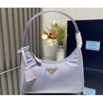 Prada Re-Edition 2000 Re-Nylon and Saffiano Mini Hobo Bag 1NE515 Pale Purple/Gold 2024 (ziyin-24022841)