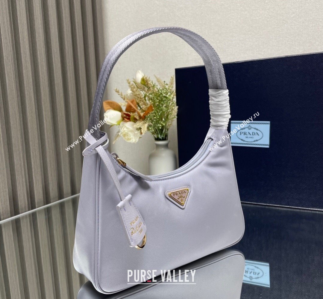 Prada Re-Edition 2000 Re-Nylon and Saffiano Mini Hobo Bag 1NE515 Pale Purple/Gold 2024 (ziyin-24022841)