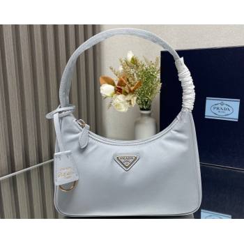 Prada Re-Edition 2000 Re-Nylon and Saffiano Mini Hobo Bag 1NE515 Pale Blue/Gold 2024 (ziyin-24022843)