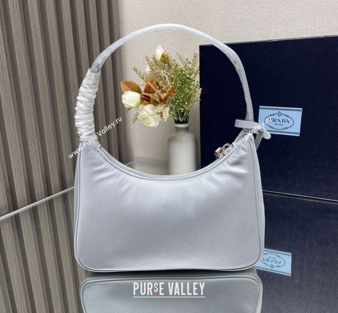 Prada Re-Edition 2000 Re-Nylon and Saffiano Mini Hobo Bag 1NE515 Pale Blue/Gold 2024 (ziyin-24022843)