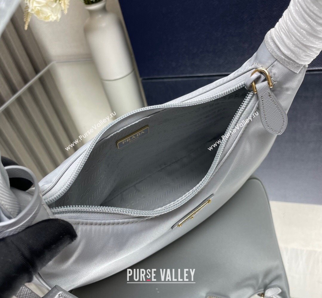 Prada Re-Edition 2000 Re-Nylon and Saffiano Mini Hobo Bag 1NE515 Pale Blue/Gold 2024 (ziyin-24022843)