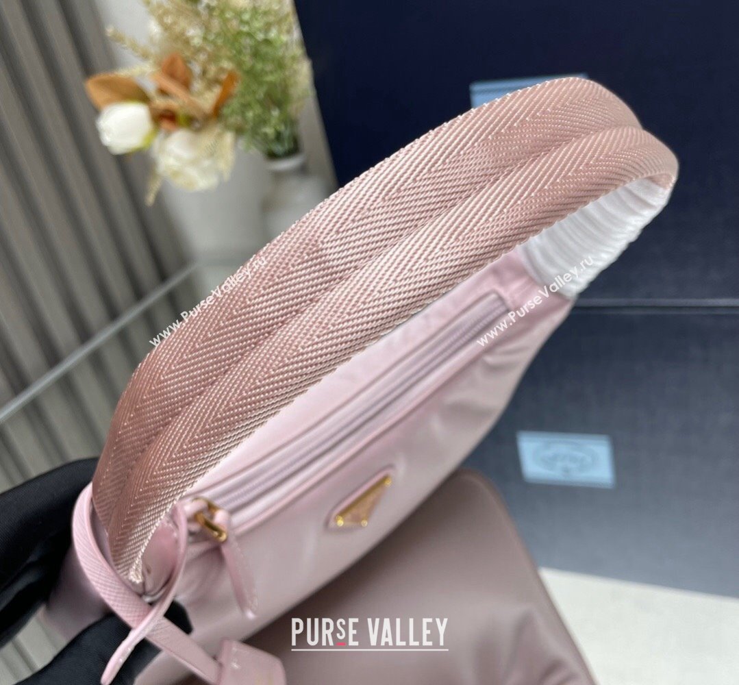 Prada Re-Edition 2000 Re-Nylon and Saffiano Mini Hobo Bag 1NE515 Light Pink/Gold 2024 (ziyin-24022840)