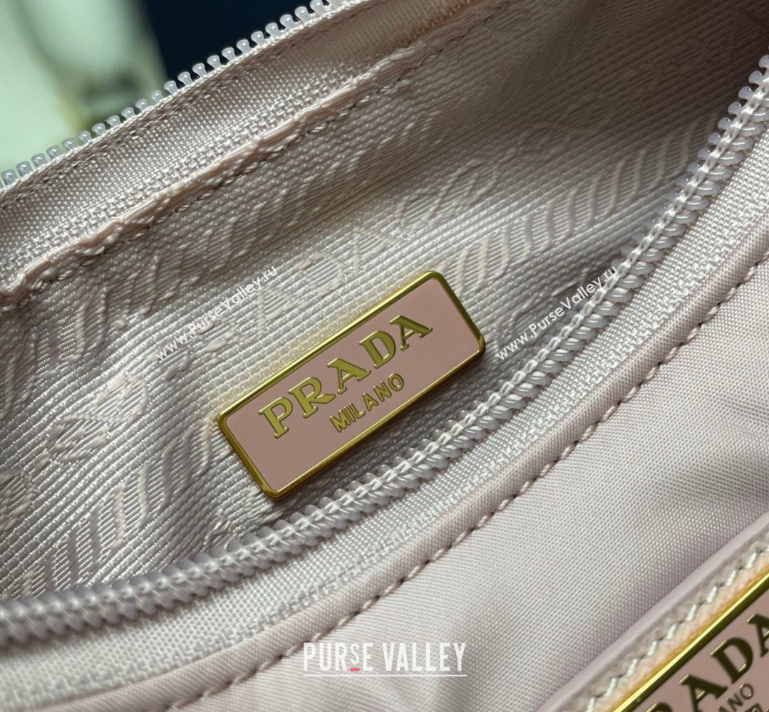 Prada Re-Edition 2000 Re-Nylon and Saffiano Mini Hobo Bag 1NE515 Light Pink/Gold 2024 (ziyin-24022840)