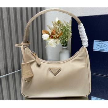 Prada Re-Edition 2000 Re-Nylon and Saffiano Mini Hobo Bag 1NE515 Beige/Gold 2024 (ziyin-24022844)