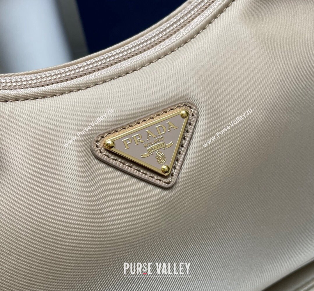 Prada Re-Edition 2000 Re-Nylon and Saffiano Mini Hobo Bag 1NE515 Beige/Gold 2024 (ziyin-24022844)