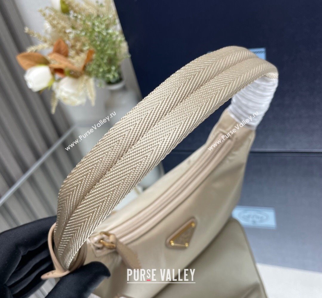 Prada Re-Edition 2000 Re-Nylon and Saffiano Mini Hobo Bag 1NE515 Beige/Gold 2024 (ziyin-24022844)