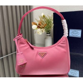 Prada Re-Edition 2000 Re-Nylon and Saffiano Mini Hobo Bag 1NE515 Pink/Gold 2024 (ziyin-24022839)