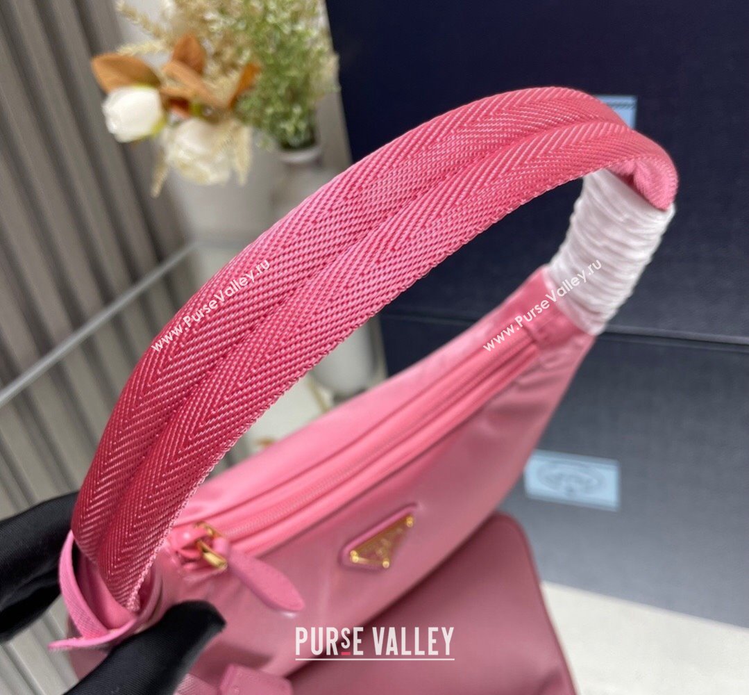 Prada Re-Edition 2000 Re-Nylon and Saffiano Mini Hobo Bag 1NE515 Pink/Gold 2024 (ziyin-24022839)