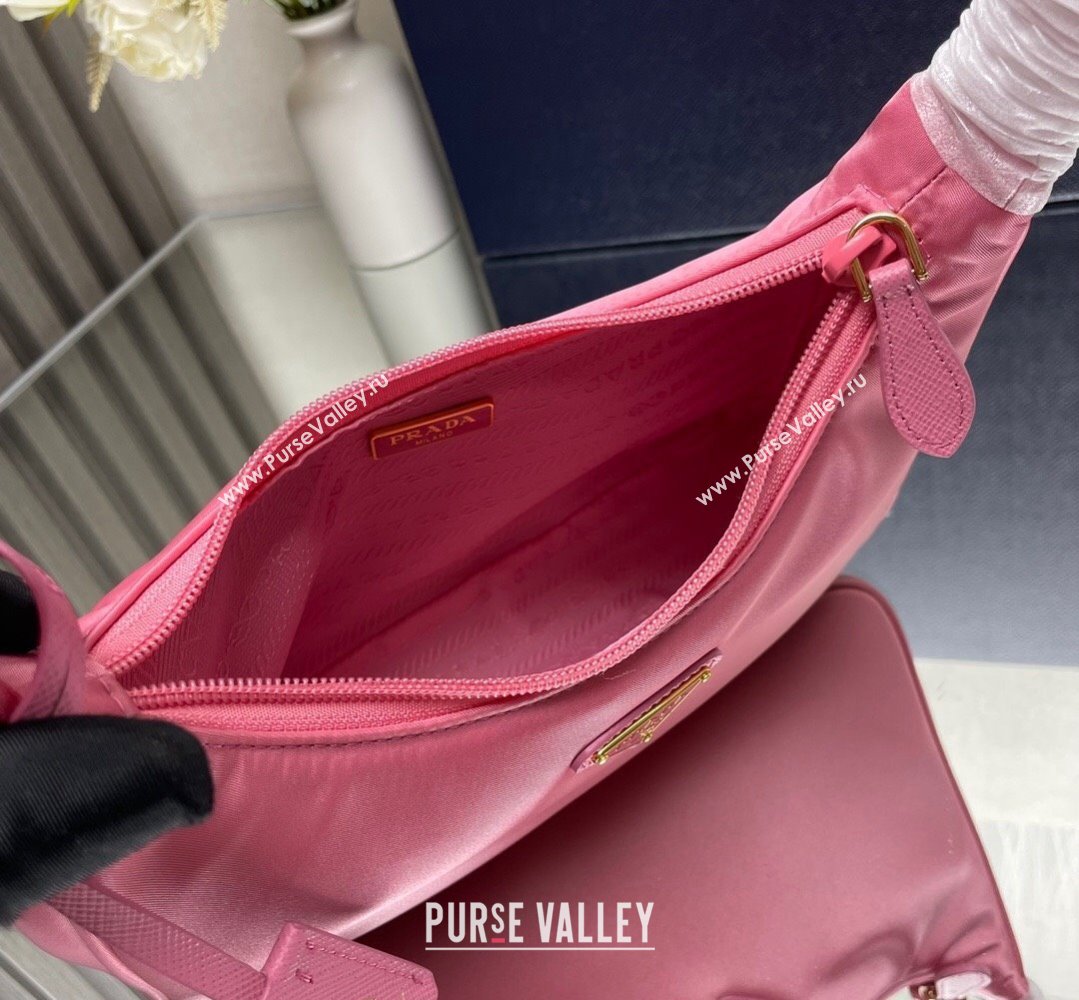 Prada Re-Edition 2000 Re-Nylon and Saffiano Mini Hobo Bag 1NE515 Pink/Gold 2024 (ziyin-24022839)