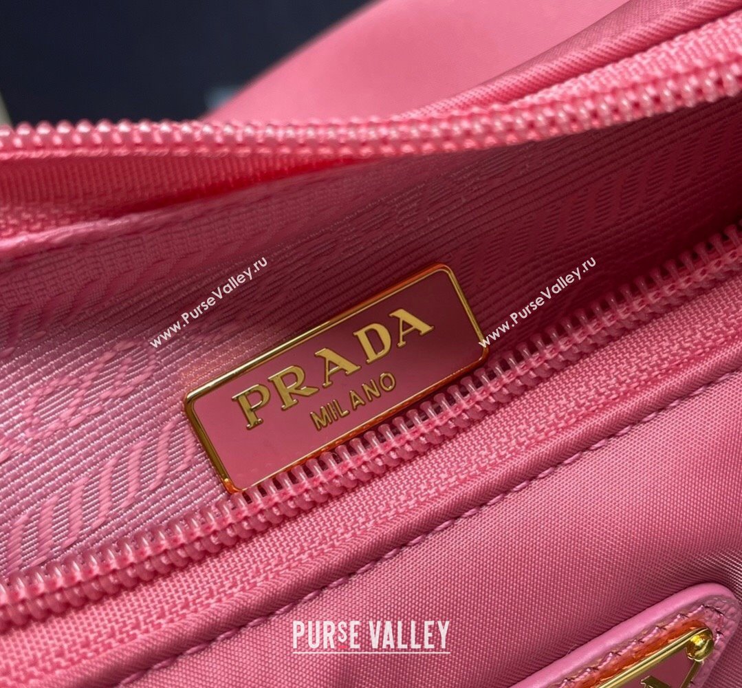 Prada Re-Edition 2000 Re-Nylon and Saffiano Mini Hobo Bag 1NE515 Pink/Gold 2024 (ziyin-24022839)