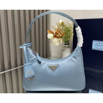 Prada Re-Edition 2000 Re-Nylon and Saffiano Mini Hobo Bag 1NE515 Sky Blue/Gold 2024 (ziyin-24022842)