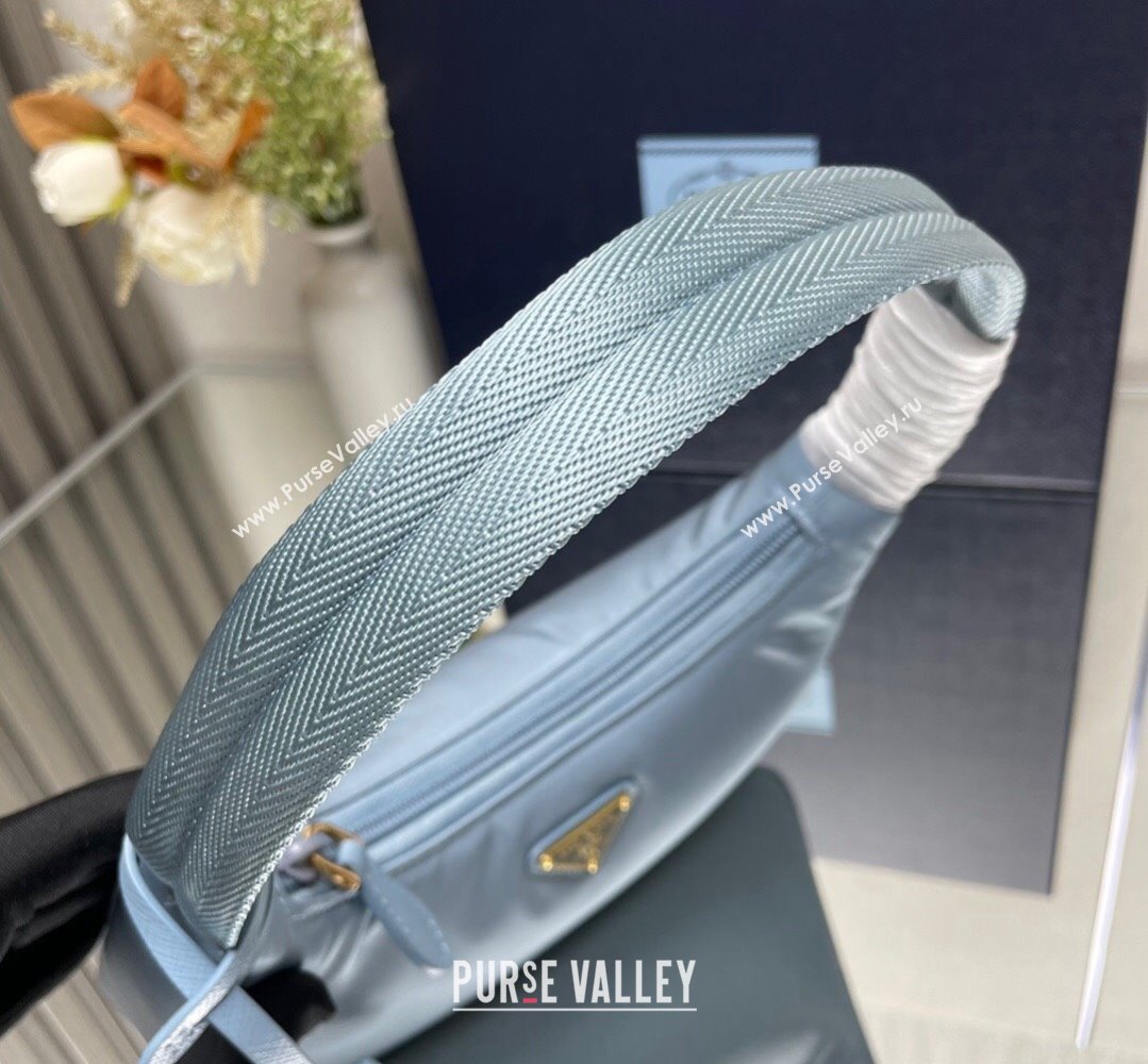 Prada Re-Edition 2000 Re-Nylon and Saffiano Mini Hobo Bag 1NE515 Sky Blue/Gold 2024 (ziyin-24022842)