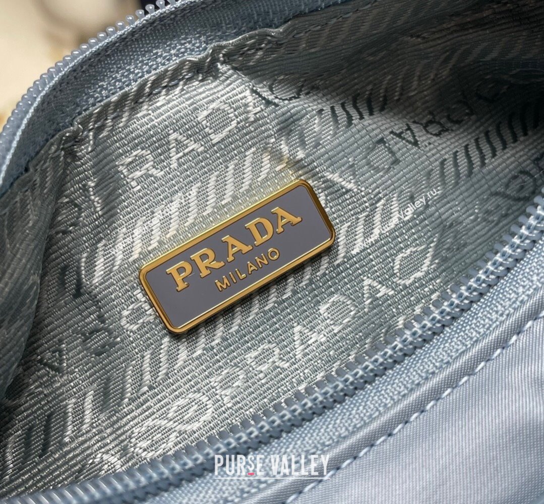 Prada Re-Edition 2000 Re-Nylon and Saffiano Mini Hobo Bag 1NE515 Sky Blue/Gold 2024 (ziyin-24022842)