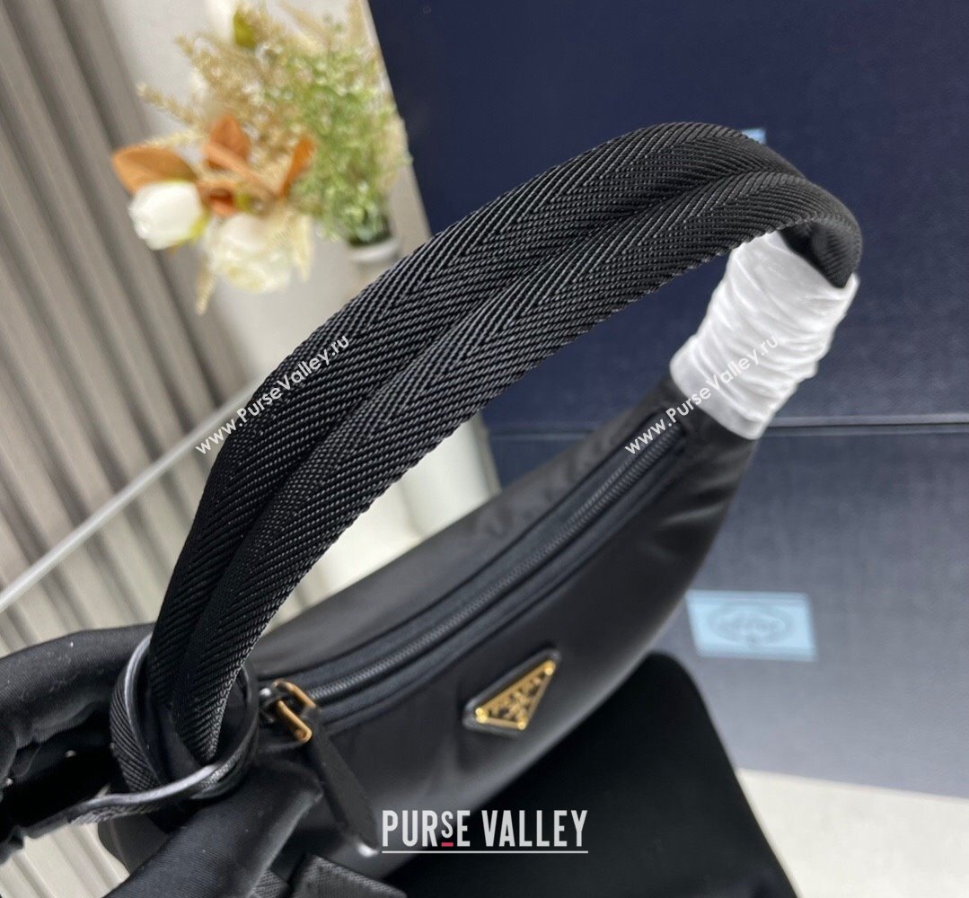 Prada Re-Edition 2000 Re-Nylon and Saffiano Mini Hobo Bag 1NE515 Black/Gold 2024 (ziyin-24022838)