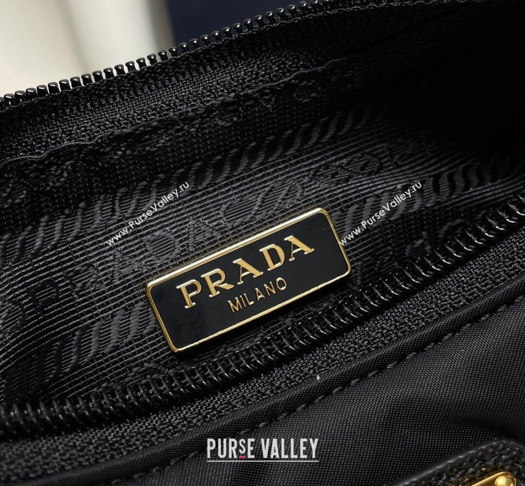 Prada Re-Edition 2000 Re-Nylon and Saffiano Mini Hobo Bag 1NE515 Black/Gold 2024 (ziyin-24022838)