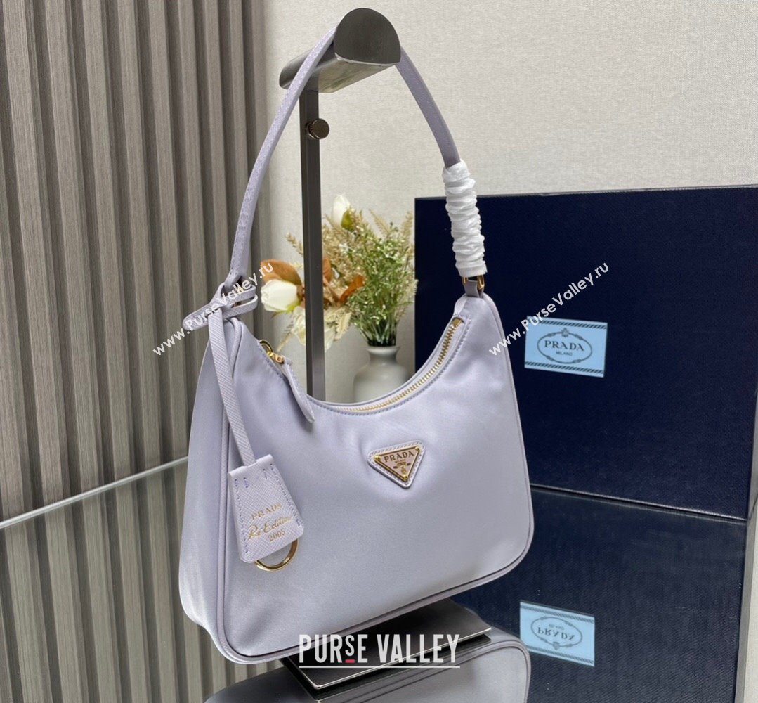 Prada Re-Edition 2005 Re-Nylon and Saffiano Mini Hobo Bag 1NE204 Pale Purple/Gold 2024 (ziyin-24022834)