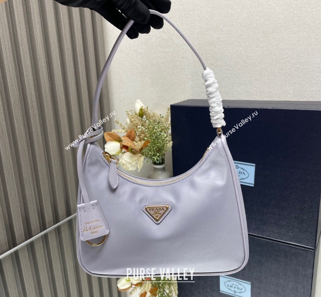 Prada Re-Edition 2005 Re-Nylon and Saffiano Mini Hobo Bag 1NE204 Pale Purple/Gold 2024 (ziyin-24022834)