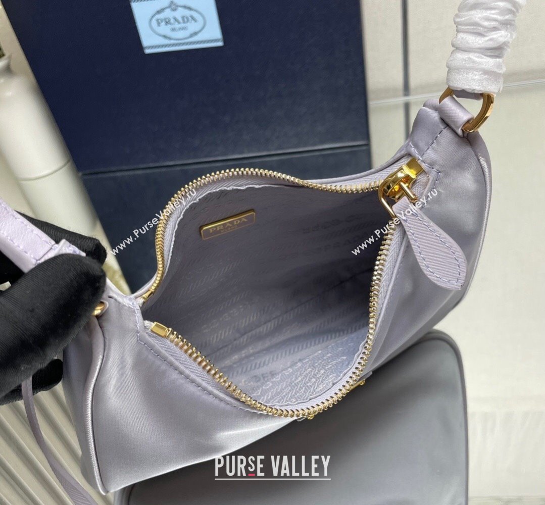 Prada Re-Edition 2005 Re-Nylon and Saffiano Mini Hobo Bag 1NE204 Pale Purple/Gold 2024 (ziyin-24022834)