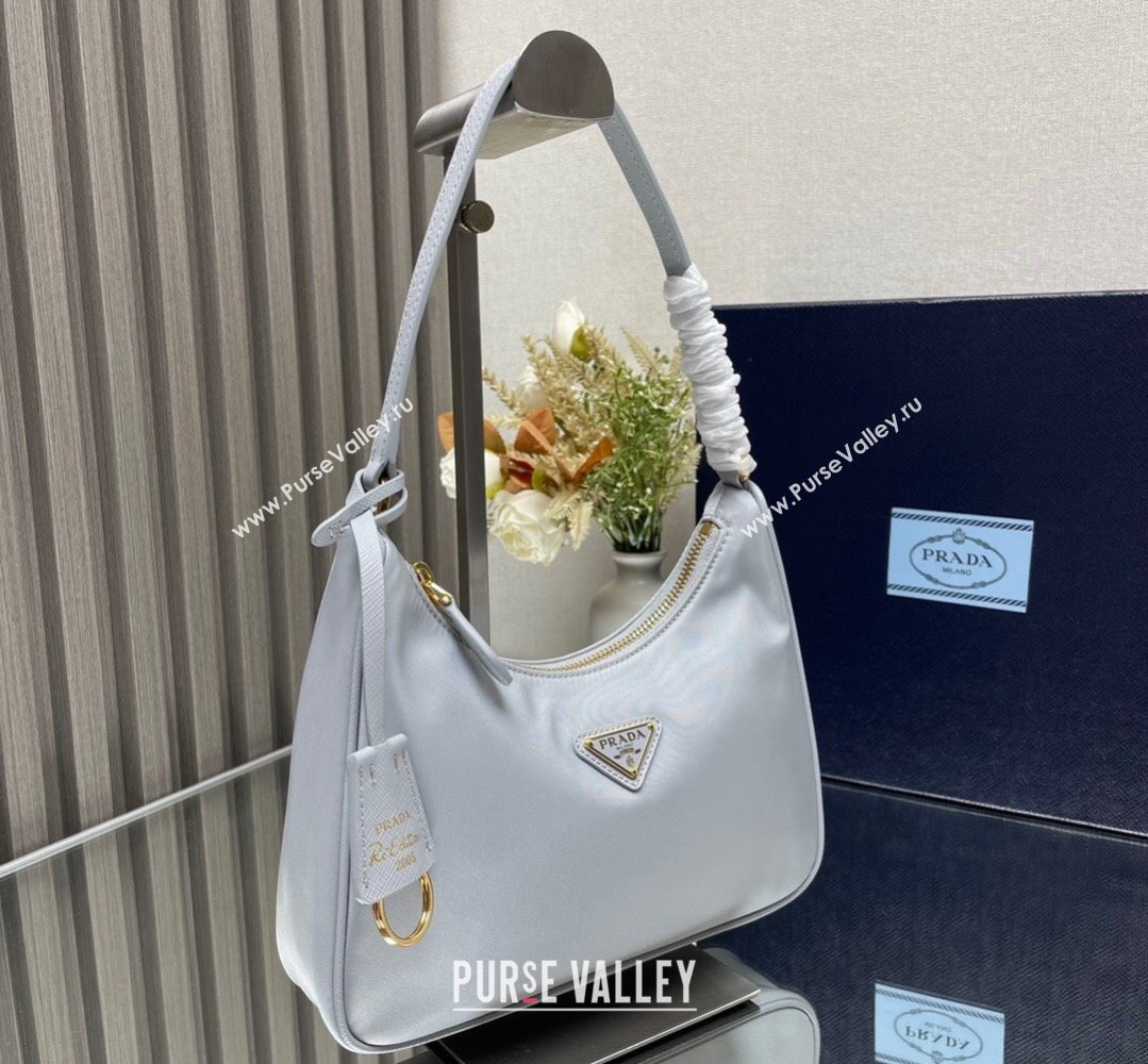 Prada Re-Edition 2005 Re-Nylon and Saffiano Mini Hobo Bag 1NE204 Pale Blue/Gold 2024 (ziyin-24022836)