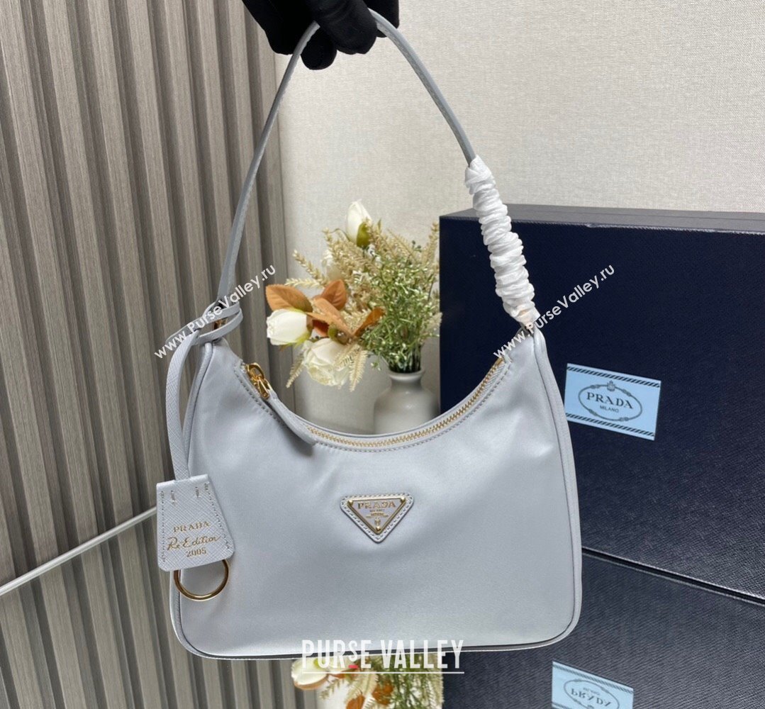 Prada Re-Edition 2005 Re-Nylon and Saffiano Mini Hobo Bag 1NE204 Pale Blue/Gold 2024 (ziyin-24022836)