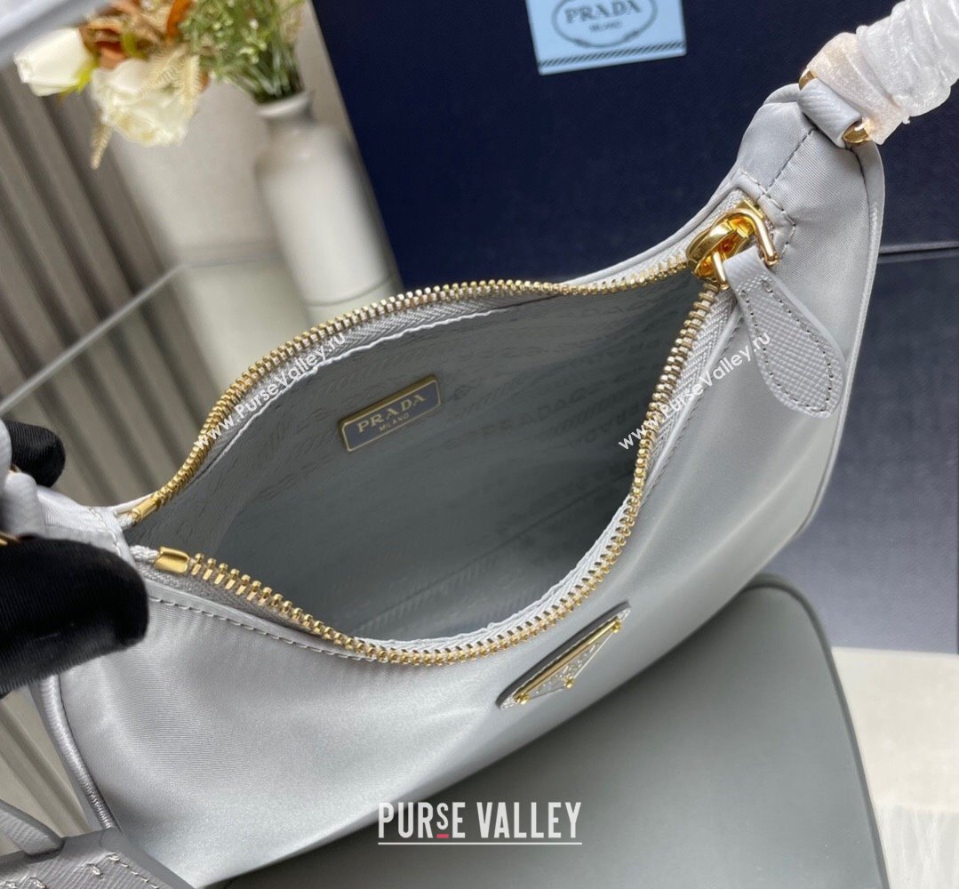 Prada Re-Edition 2005 Re-Nylon and Saffiano Mini Hobo Bag 1NE204 Pale Blue/Gold 2024 (ziyin-24022836)