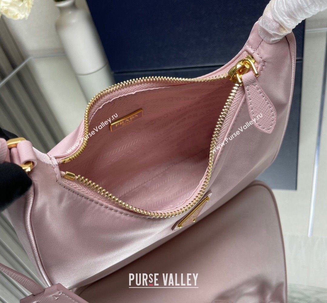 Prada Re-Edition 2005 Re-Nylon and Saffiano Mini Hobo Bag 1NE204 Light Pink/Gold 2024 (ziyin-24022833)