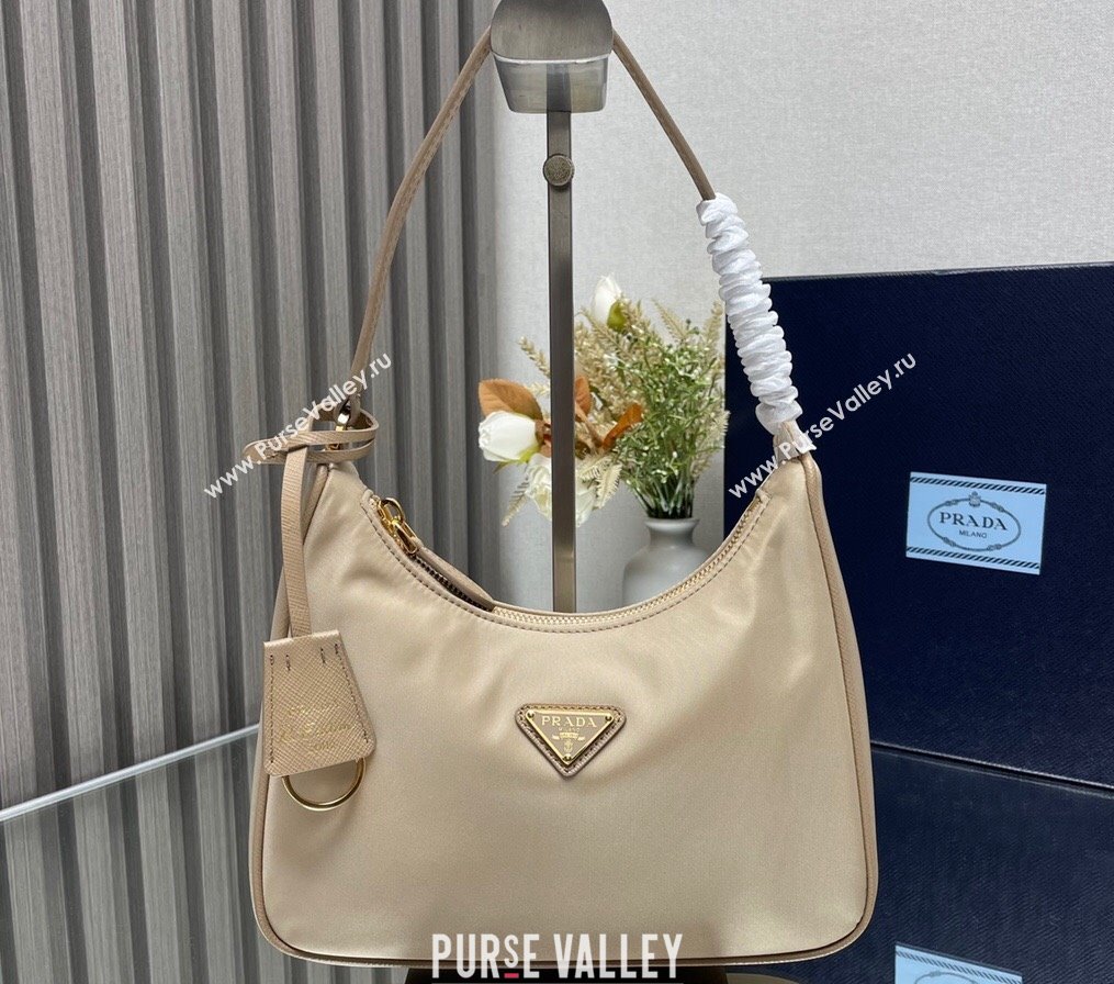 Prada Re-Edition 2005 Re-Nylon and Saffiano Mini Hobo Bag 1NE204 Beige/Gold 2024 (ziyin-24022837)