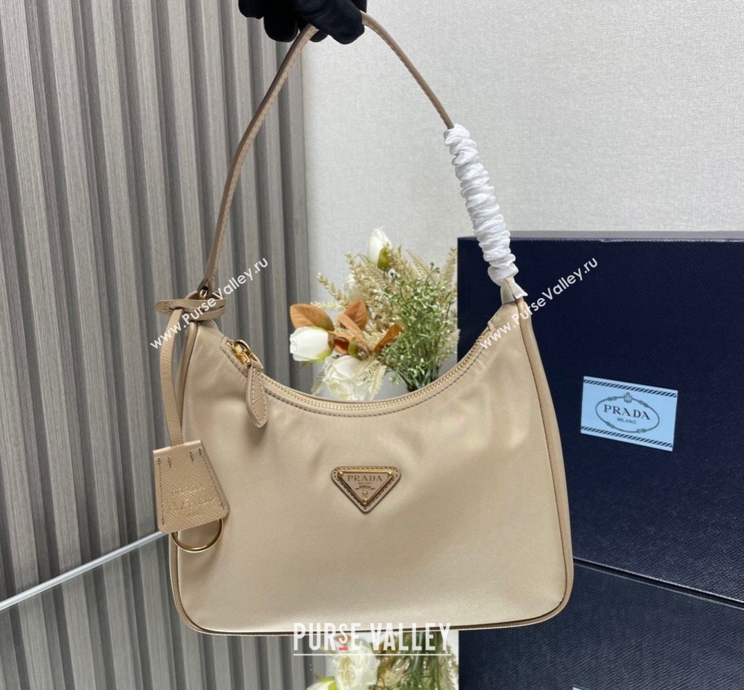 Prada Re-Edition 2005 Re-Nylon and Saffiano Mini Hobo Bag 1NE204 Beige/Gold 2024 (ziyin-24022837)